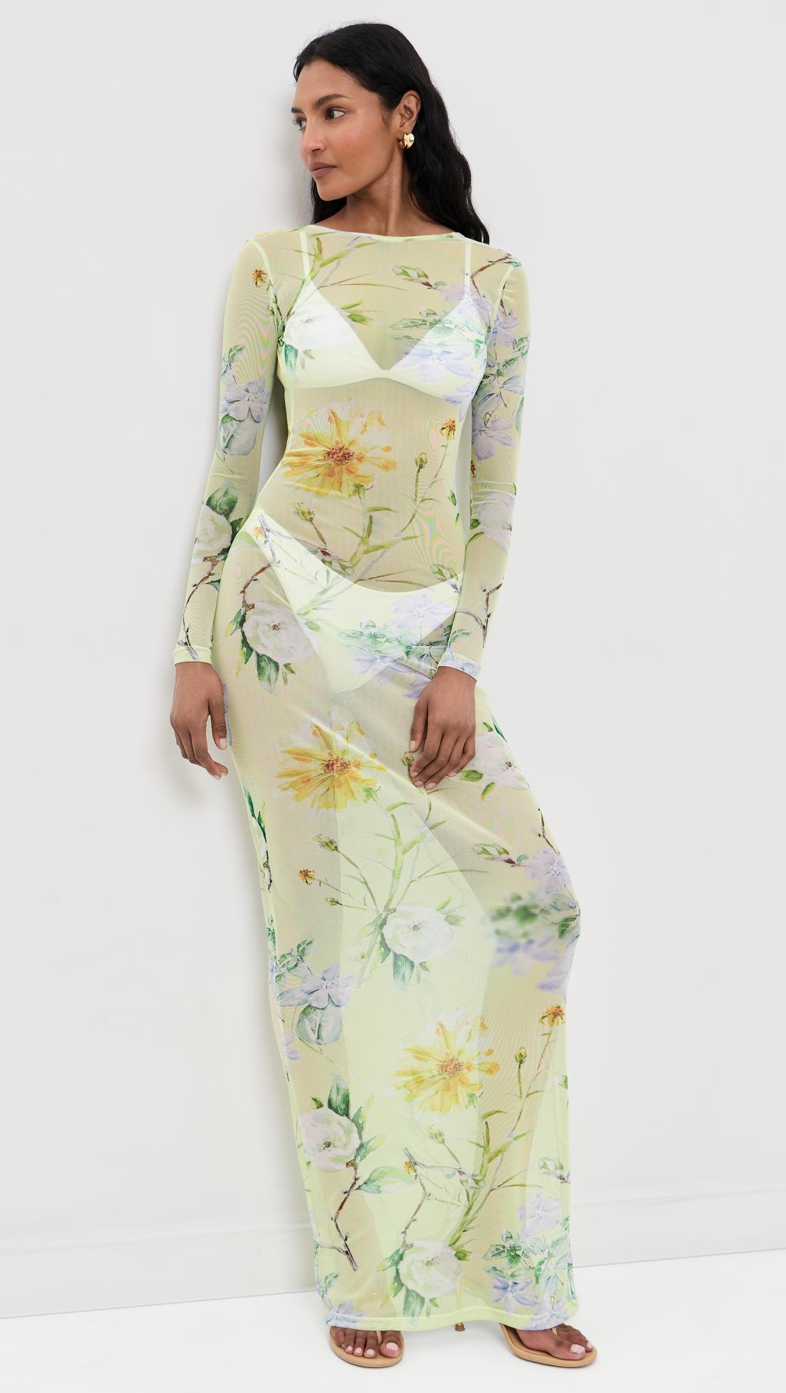 Yellow Magnolia Mesh Dress by HOUSE OF AAMA