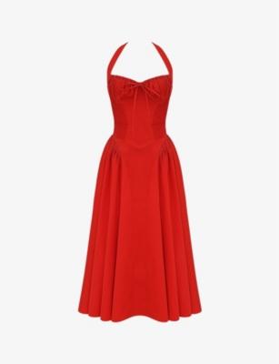 Adabella flower-pint cotton-blend midi dress by HOUSE OF CB