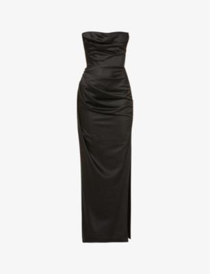 Adrienne slim-fit satin maxi dress by HOUSE OF CB