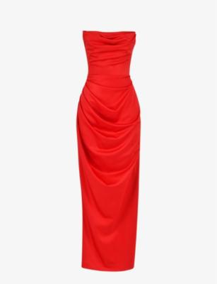 Adrienne strapless corset stretch-satin maxi dress by HOUSE OF CB