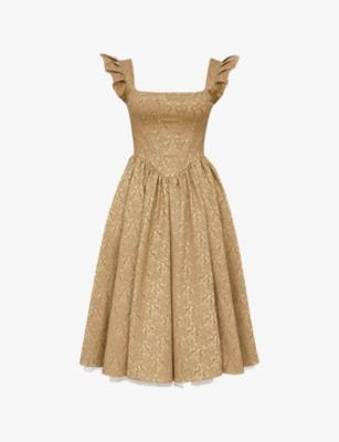 Alessandra Damask-Pattern Satin-Jacquard Midi Dress by HOUSE OF CB