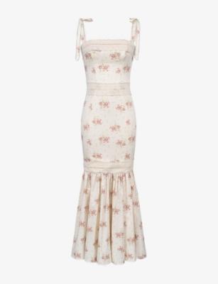 Alessina Floral-Print Stretch-Cotton Maxi Dress by HOUSE OF CB