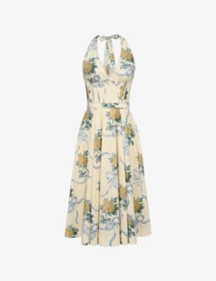 Allena Corset-Bodice Stretch-Cotton Midi Dress by HOUSE OF CB