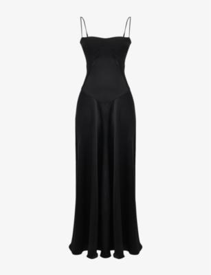 Anabella fitted-bodice lace-up satin maxi dress by HOUSE OF CB