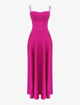 Anabella fitted-bodice lace-up satin maxi dress by HOUSE OF CB