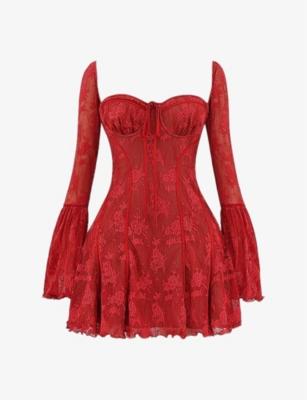 Analissa floral-pattern lace mini dress by HOUSE OF CB