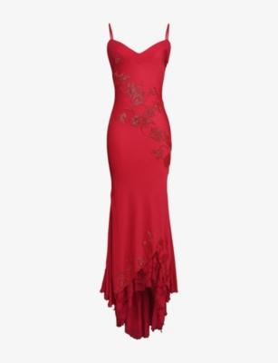 Anastelle Hand-Beaded Satin Maxi Dress by HOUSE OF CB