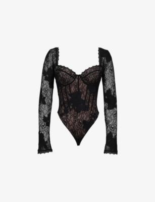 Aneira Long Sleeve Lace Bodysuit by HOUSE OF CB