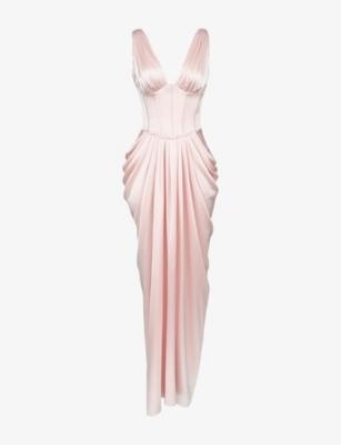 Angeline Corset Satin Maxi Dress by HOUSE OF CB