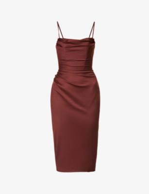Anja corset satin midi dress by HOUSE OF CB