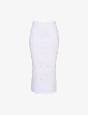 Antonie Broderie-Anglaise Slim-Fit Cotton Midi Skirt by HOUSE OF CB