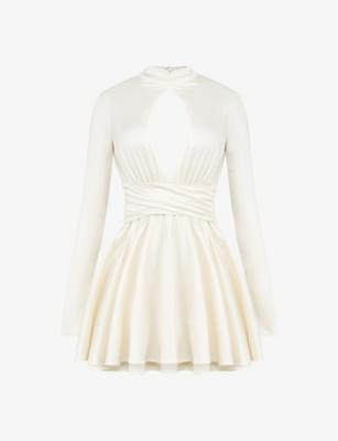 Aryana bow-embellished stretch-satin mini dress by HOUSE OF CB