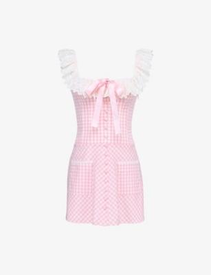 Astra Gingham Stretch-Cotton Mini Dress by HOUSE OF CB
