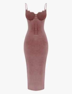 Azalea lace-cup stretch-velvet maxi dress by HOUSE OF CB