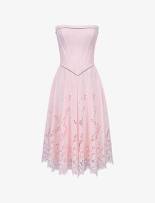 Belissa Strapless Broderie Woven Midi Dress by HOUSE OF CB