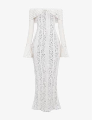 Belle Off-The-Shoulder Stretch-Lace Maxi Dress by HOUSE OF CB