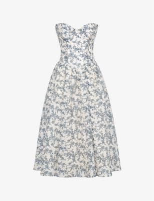 Bennett graphic-print strapless cotton-blend midi dress by HOUSE OF CB