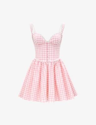 Brigitte Print Corset Linen-Blend Mini Dress by HOUSE OF CB