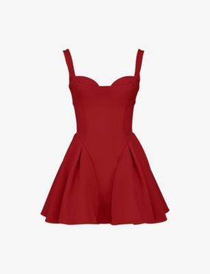 Bunny Sweetheart-Neck Flared-Skirt Stretch-Crepe Mini Dress by HOUSE OF CB