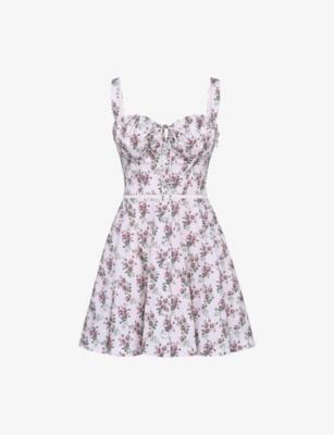 Calia Floral-Print Stretch-Cotton Mini Dress by HOUSE OF CB