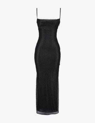 Calla Pearl-Embellished Mesh Maxi Dress by HOUSE OF CB