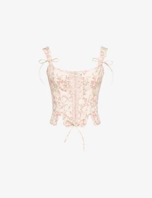 Callie Lace-Up Stretch-Cotton Corset Top by HOUSE OF CB