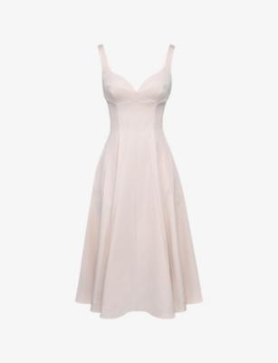 Carlotta V-Neck Woven Midi Dress by HOUSE OF CB