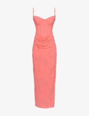 Carmella Floral-Embellished Woven Maxi Dress by HOUSE OF CB