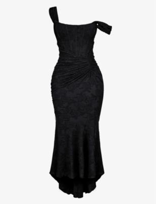 Cesca floral-print corseted stretch-woven maxi dress by HOUSE OF CB