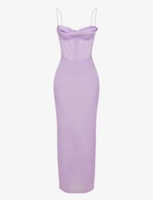 Charmaine corset satin maxi dress by HOUSE OF CB