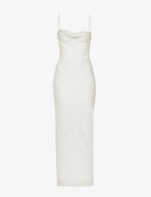 Charmaine corset satin maxi dress by HOUSE OF CB