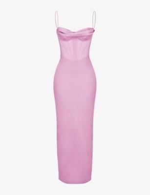 Charmaine corset satin maxi dress by HOUSE OF CB