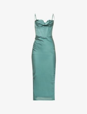 Charmaine corset satin maxi dress by HOUSE OF CB