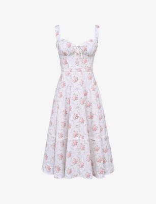 Chiarina Ruched Stretch-Cotton Midi Dress by HOUSE OF CB