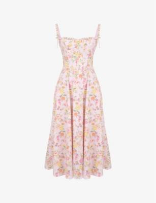 Clarabelle corseted floral-print stretch-woven midi dress by HOUSE OF CB