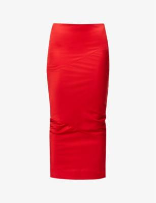 Colette fitted satin midi skirt by HOUSE OF CB