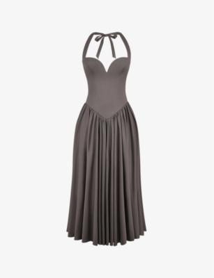 Coquette sweetheart-neck stretch-cotton midi dress by HOUSE OF CB