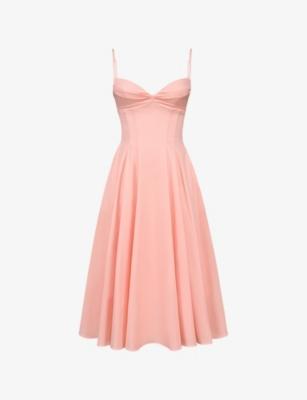 Dahlia Sweetheart-Neck Stretch-Cotton Midi Sundress by HOUSE OF CB