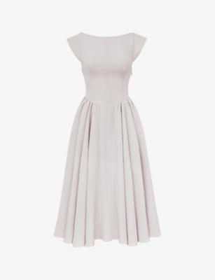 Debutante cap-sleeve backless satin midi dress by HOUSE OF CB Debutante cap-sleeve backless satin midi dress by HOUSE OF CB