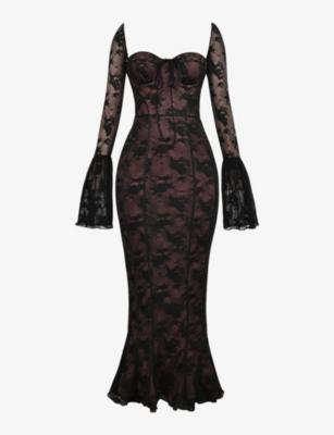 Delilah corseted lace maxi dress by HOUSE OF CB