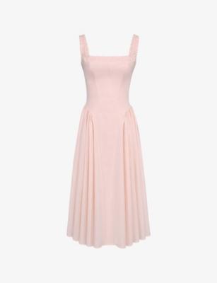 Dorothy Gathered Stretch-Cotton Midi Dress by HOUSE OF CB