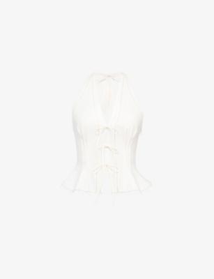 Elena Peplum-Hem Stretch-Cotton Top by HOUSE OF CB