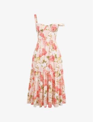 Elia floral-print stretch-cotton midi dress by HOUSE OF CB
