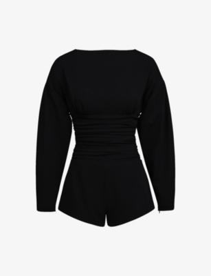 Elisetta Long-Sleeved Crepe Playsuit by HOUSE OF CB