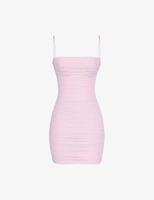 Ella Gathered Stretch-Mesh Mini Dress by HOUSE OF CB