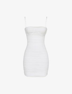 Ella Gathered Stretch-Mesh Mini Dress by HOUSE OF CB