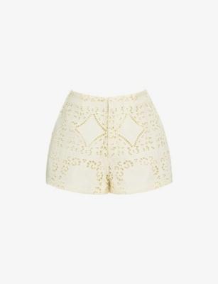 Eman Broderie Anglaise Cotton Shorts by HOUSE OF CB