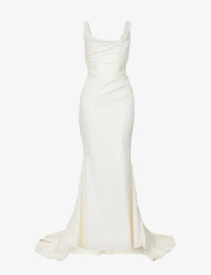 Emilie cowl-neckline satin bridal gown by HOUSE OF CB