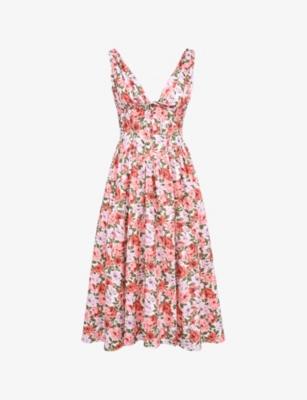 Emmelina Floral-Print Cotton Midi Dress by HOUSE OF CB