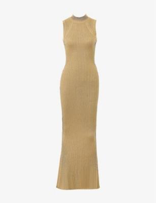 Emmie Ribbed Metallic-Knit Maxi Dress by HOUSE OF CB